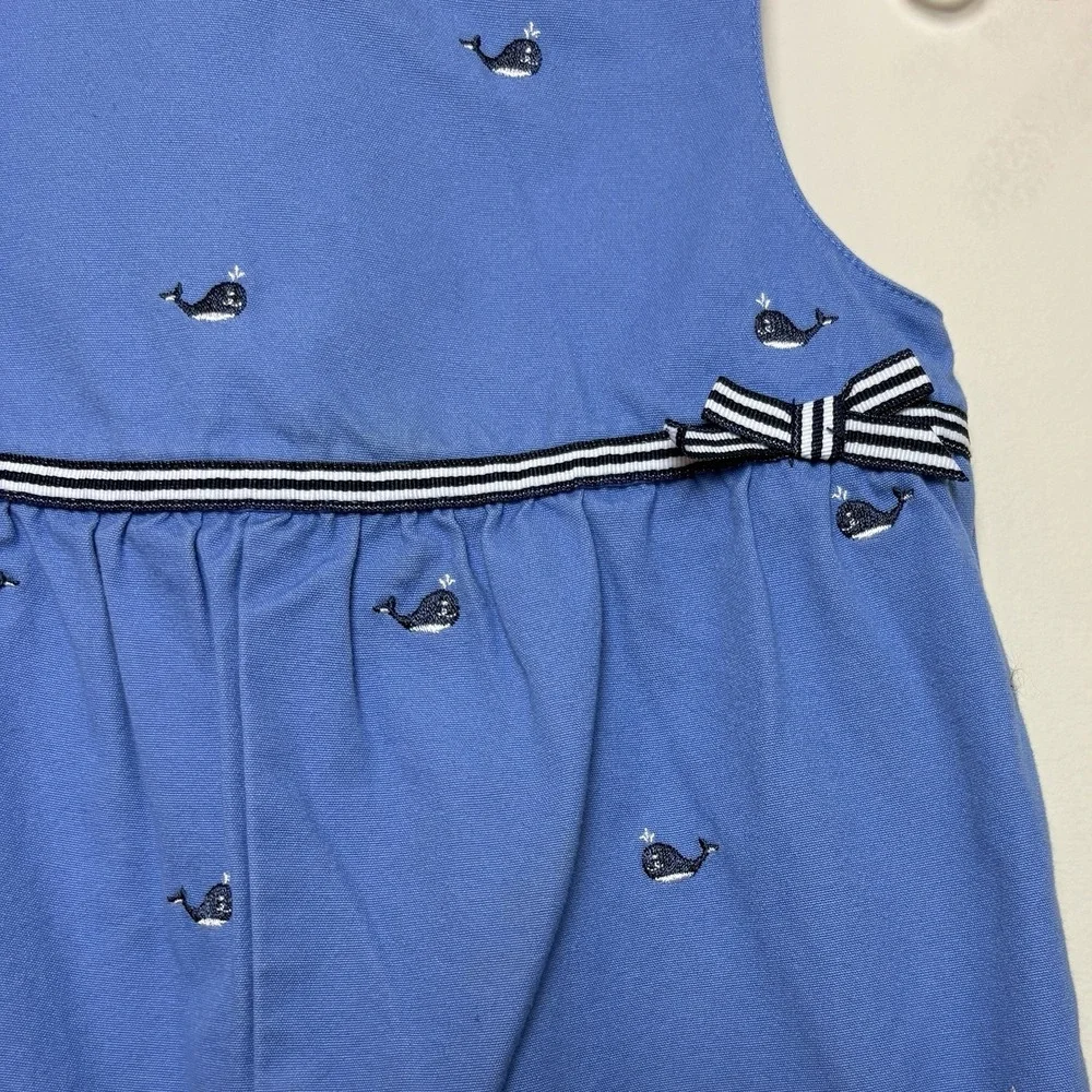 Gymboree Whale Watching Girls 18-24 M Blue Overall Romper Embroidered